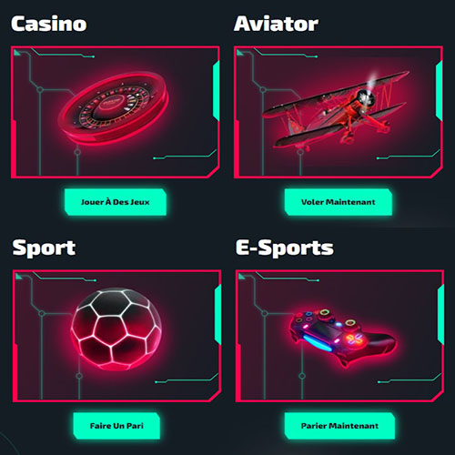 Casinozer menu.